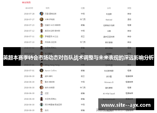 英超本赛季转会市场动态对各队战术调整与未来表现的深远影响分析